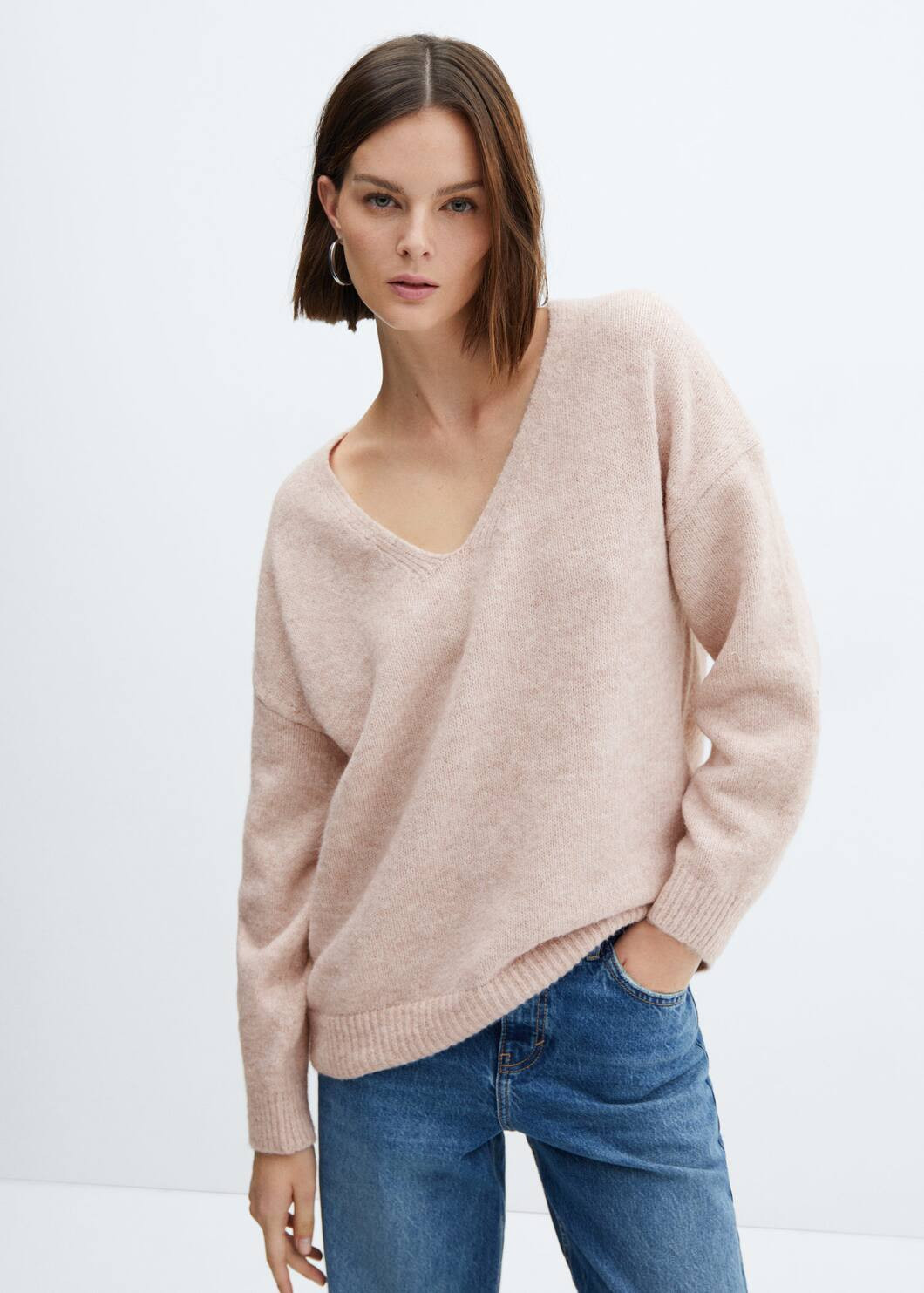 V-neck knit sweater | MANGO (US)