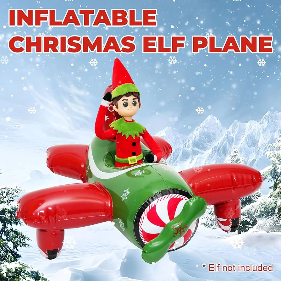 Inflatable Elf Airplane for Elf Doll Christmas Accessories - 6 x 4.5 x 0.5 Inches - Includes Hand... | Amazon (US)