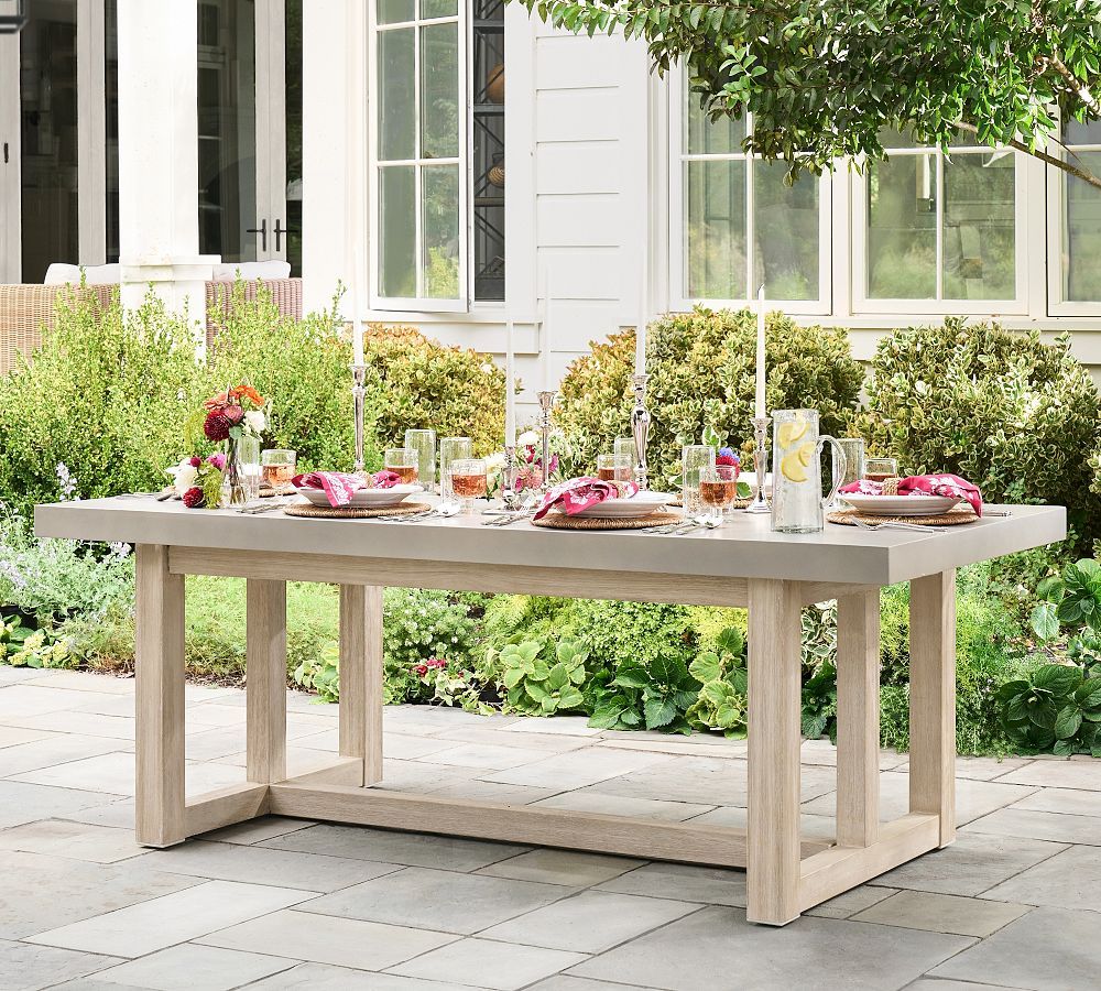 Portola Rectangular Concrete Outdoor Dining Table | Pottery Barn (US)