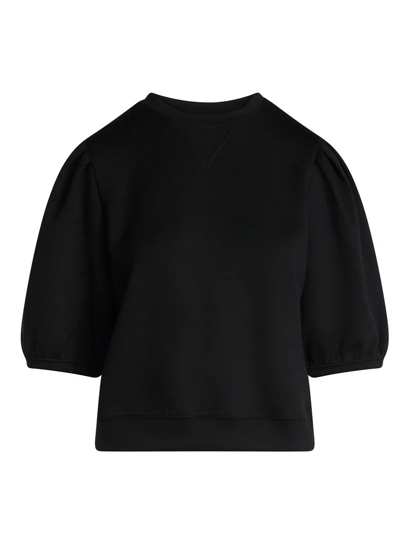 Scoop Women's and Women's Plus New Scubaknit Pleated Sleeve Top, Sizes XS-4X | Walmart (US)