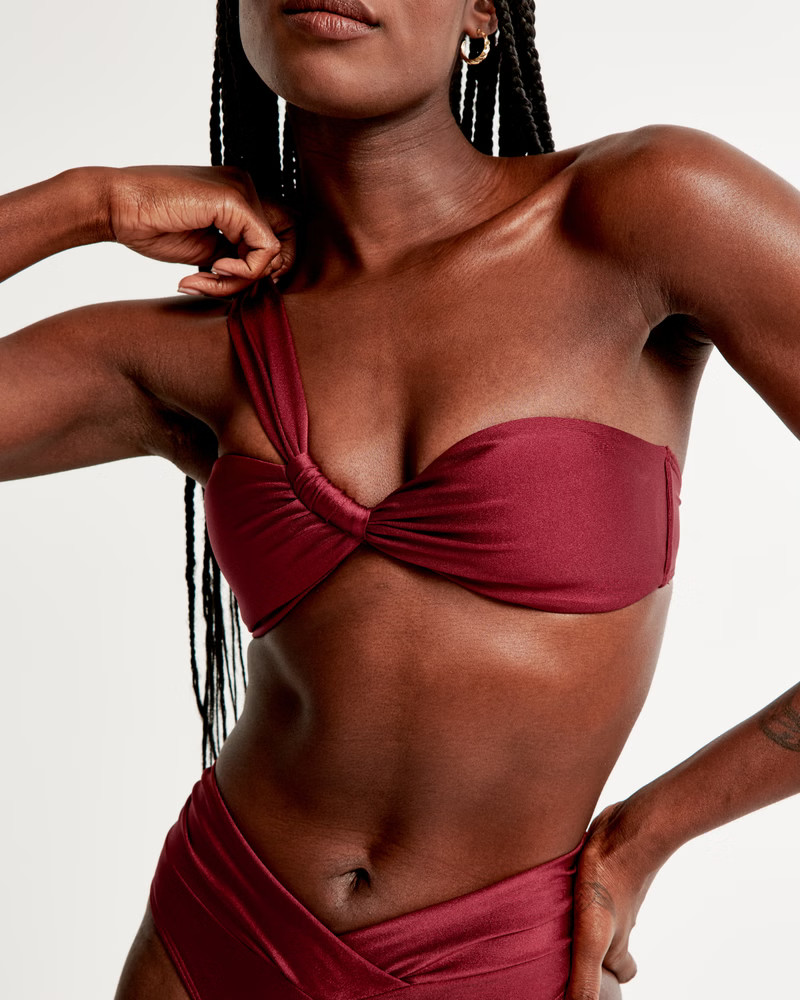 Asymmetrical One-Shoulder Twist Bralette Swim Top | Abercrombie & Fitch (US)