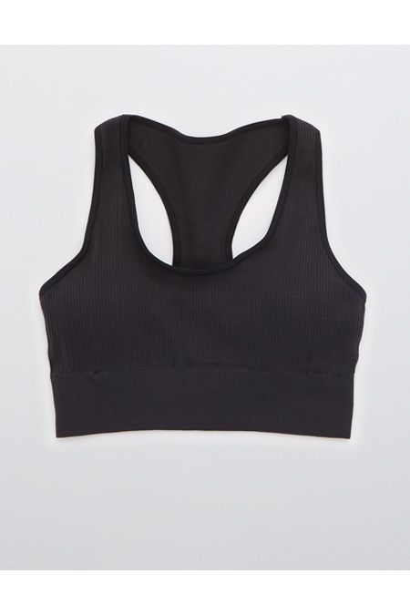 Aerie Seamless Padded Racerback Bralette Women's True Black S | American Eagle Outfitters (US & CA)