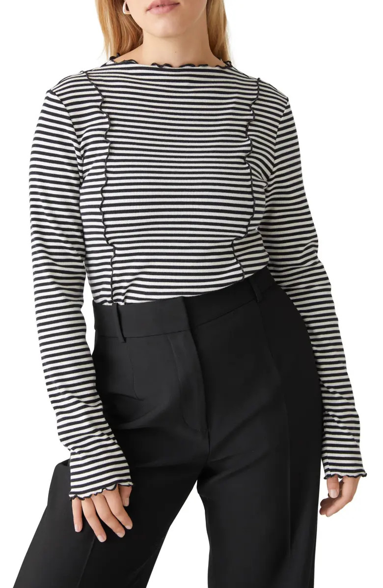 & Other Stories Stripe Lettuce Edge Long Sleeve Top | Nordstrom | Nordstrom