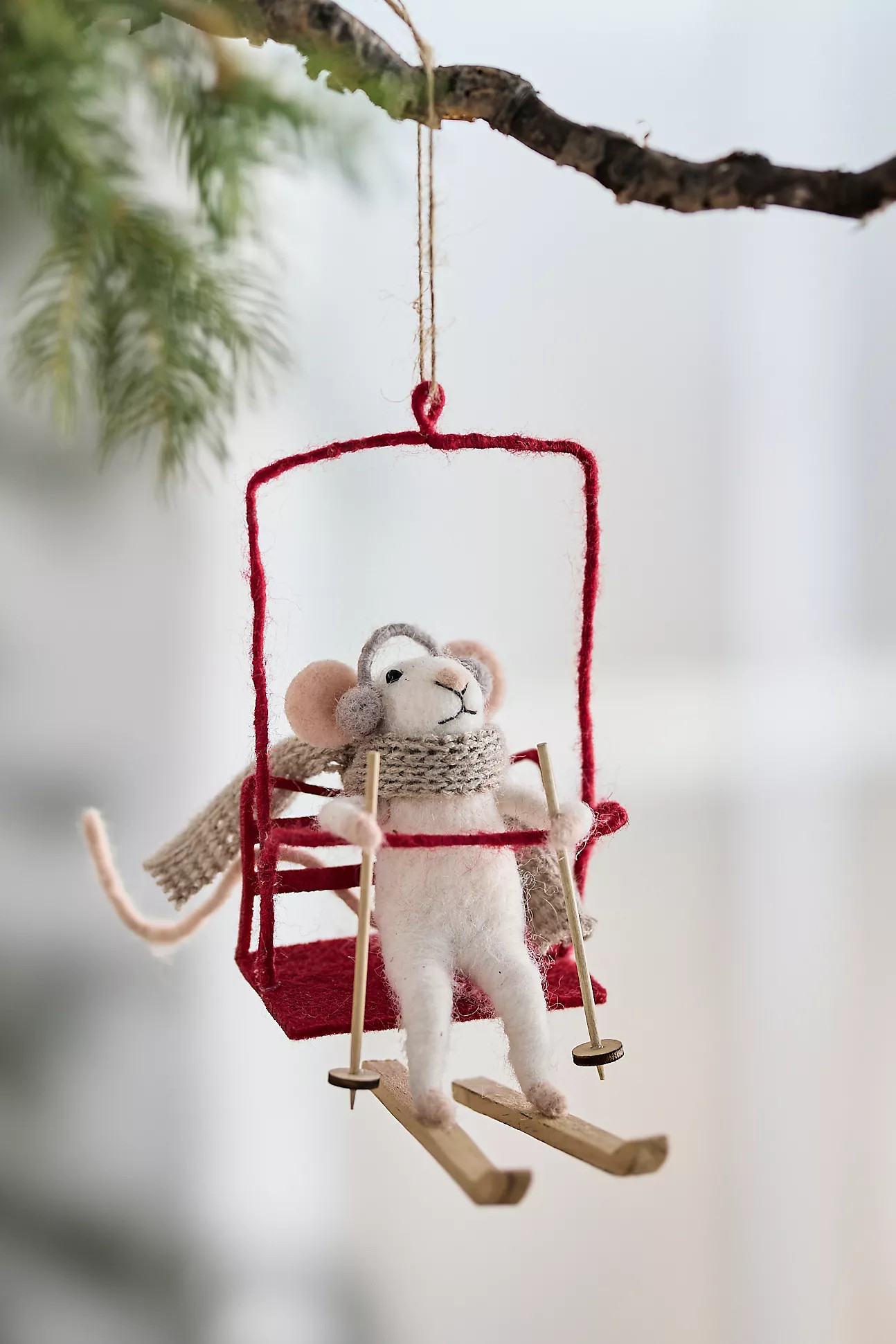 Ski Lift Mouse Felt Ornament | Anthropologie (US)