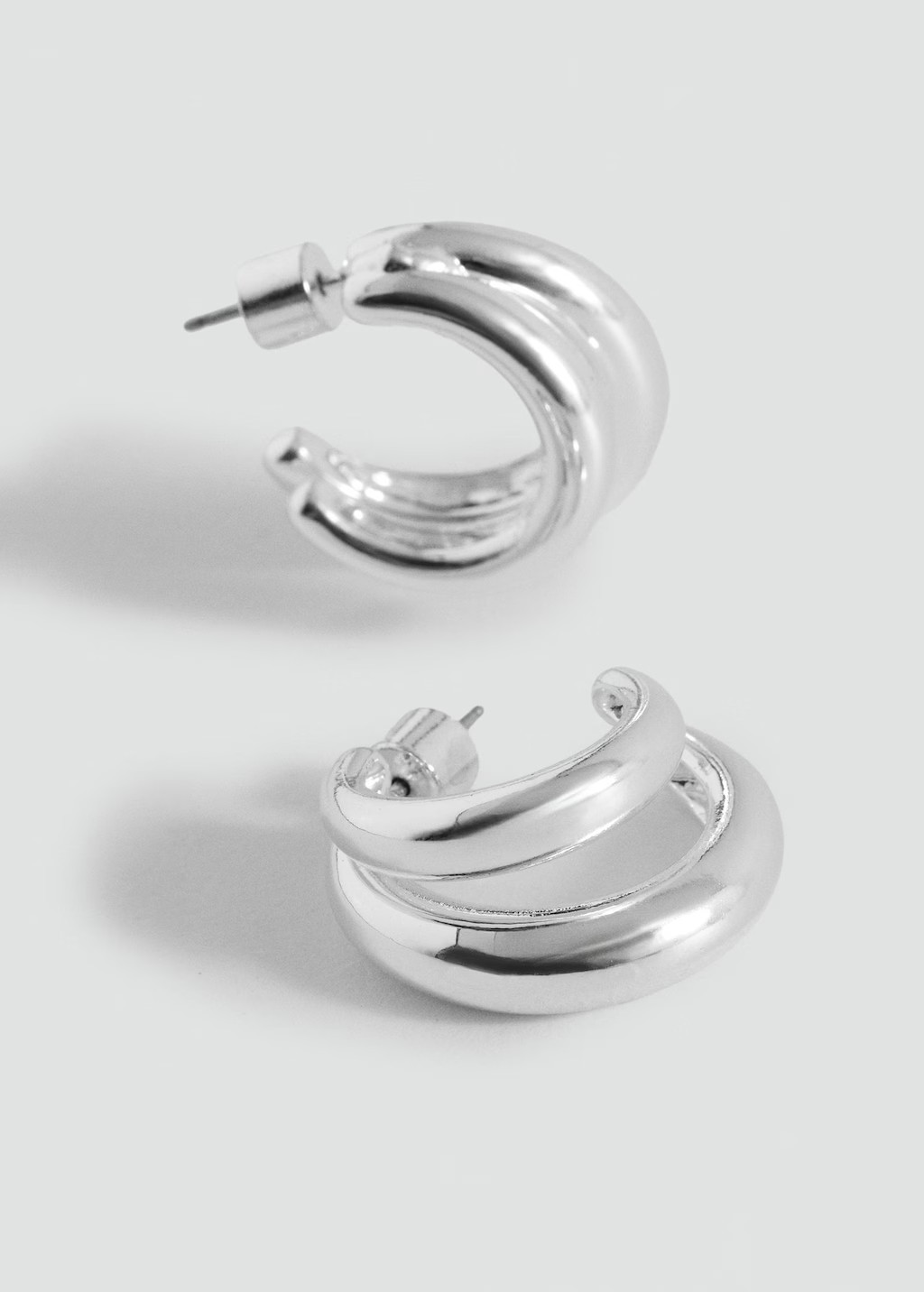 Double hoop earrings silver - Woman - One size - MANGO | Mango (US/MX/AU)