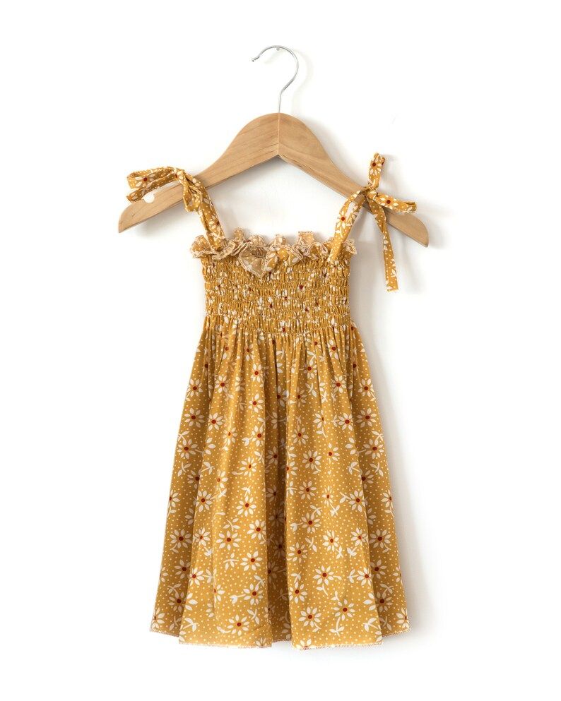 Little Girl Floral Dress Mustard Floral Baby Dress Spaghetti | Etsy | Etsy (US)