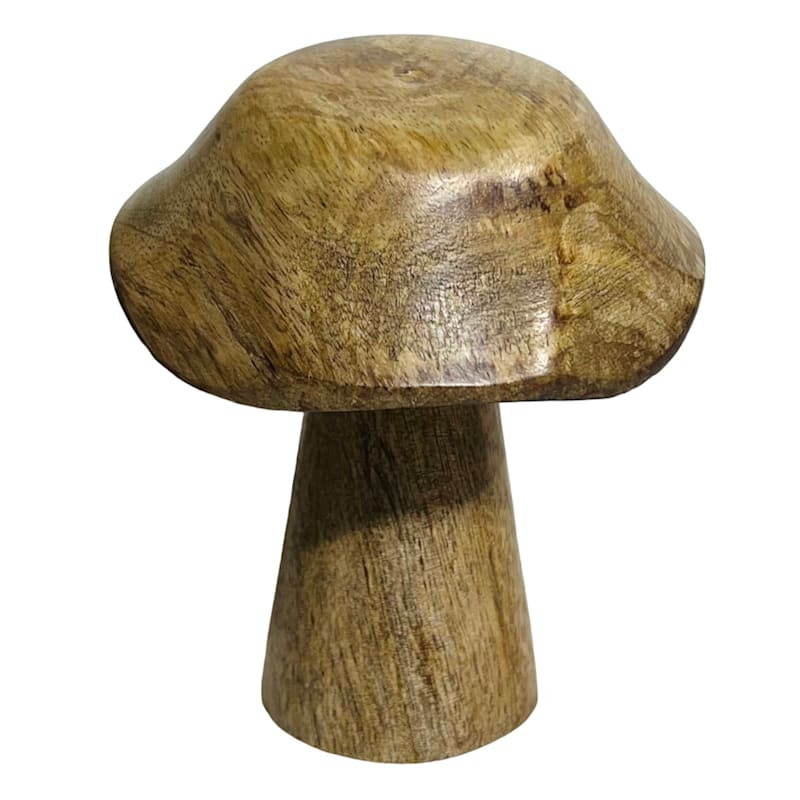 5IN BROWN WOOD MUSHROOM | At Home
