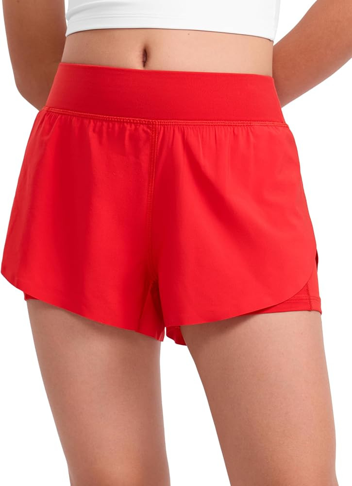 CRZ YOGA Girls Feathery-Fit Soft 2 in 1 Dolphin Athletic Shorts - Tennis Soccer Running Casual Li... | Amazon (US)