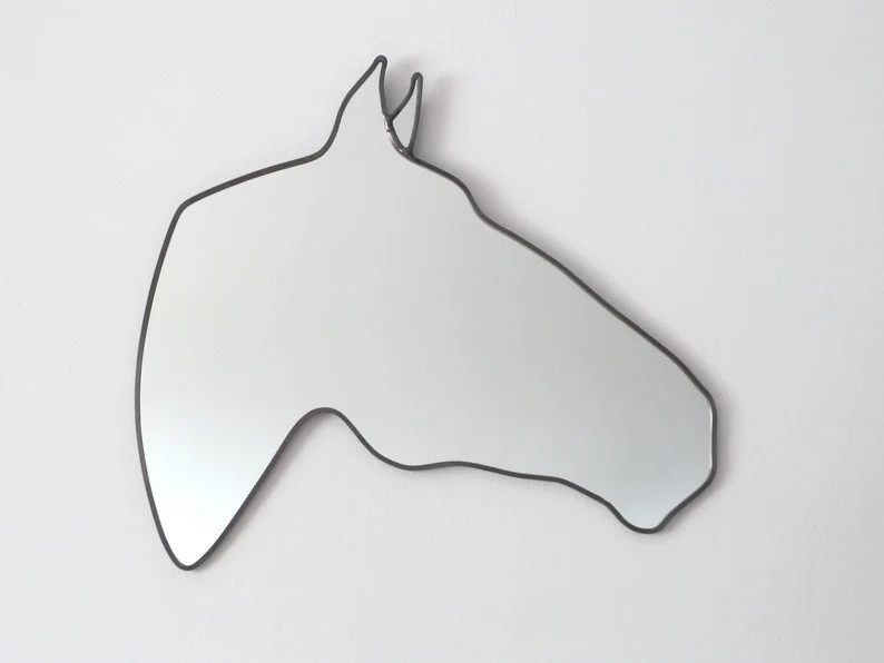 Horse Mirror Right Handmade Horse Wall Mirror Shaped Outline Silhouette Equestrian Pferd Cheval C... | Etsy (US)