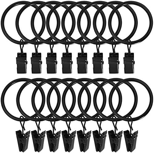 AMZSEVEN 40PCS Metal Curtain Rings with Clips, Drapery Clips Hooks, Decorative Curtain Rod Clips ... | Amazon (US)