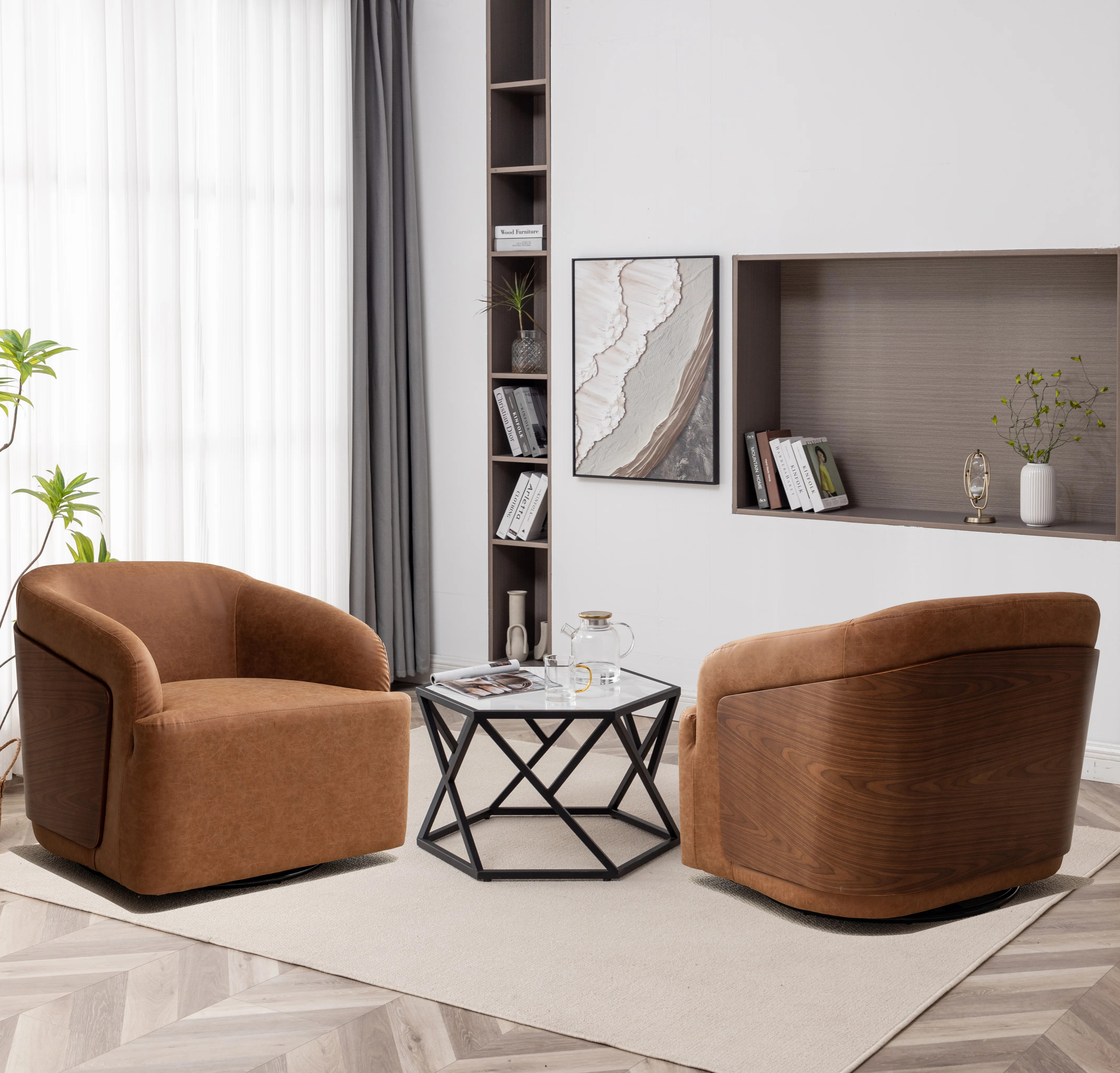 Latitude Run® Andretta Vegan Leather Swivel Barrel Chair（Set of 2） & Reviews | Wayfair | Wayfair North America