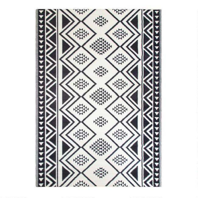 Black Moroccan Style Reversible Indoor Outdoor Rio Floor Mat | World Market