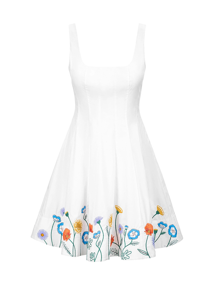 Women's Wells Floral-Embroidered Stretch-Cotton Minidress - Seed Shop - Size 2 | Saks Fifth Avenue