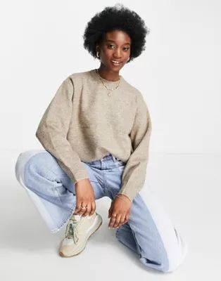 Pimkie crew neck knit jumper in beige marl | ASOS (Global)