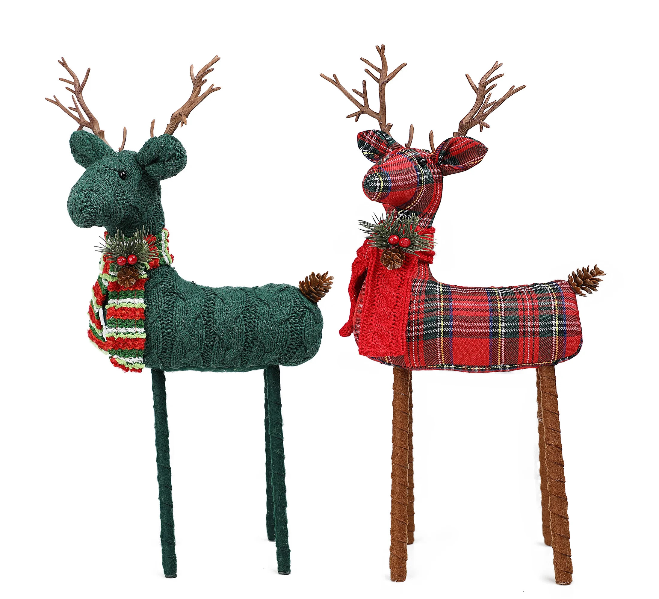 Holiday Time Large Fabric Deer Tabletop Christmas Décor Set of 2 - Walmart.com | Walmart (US)