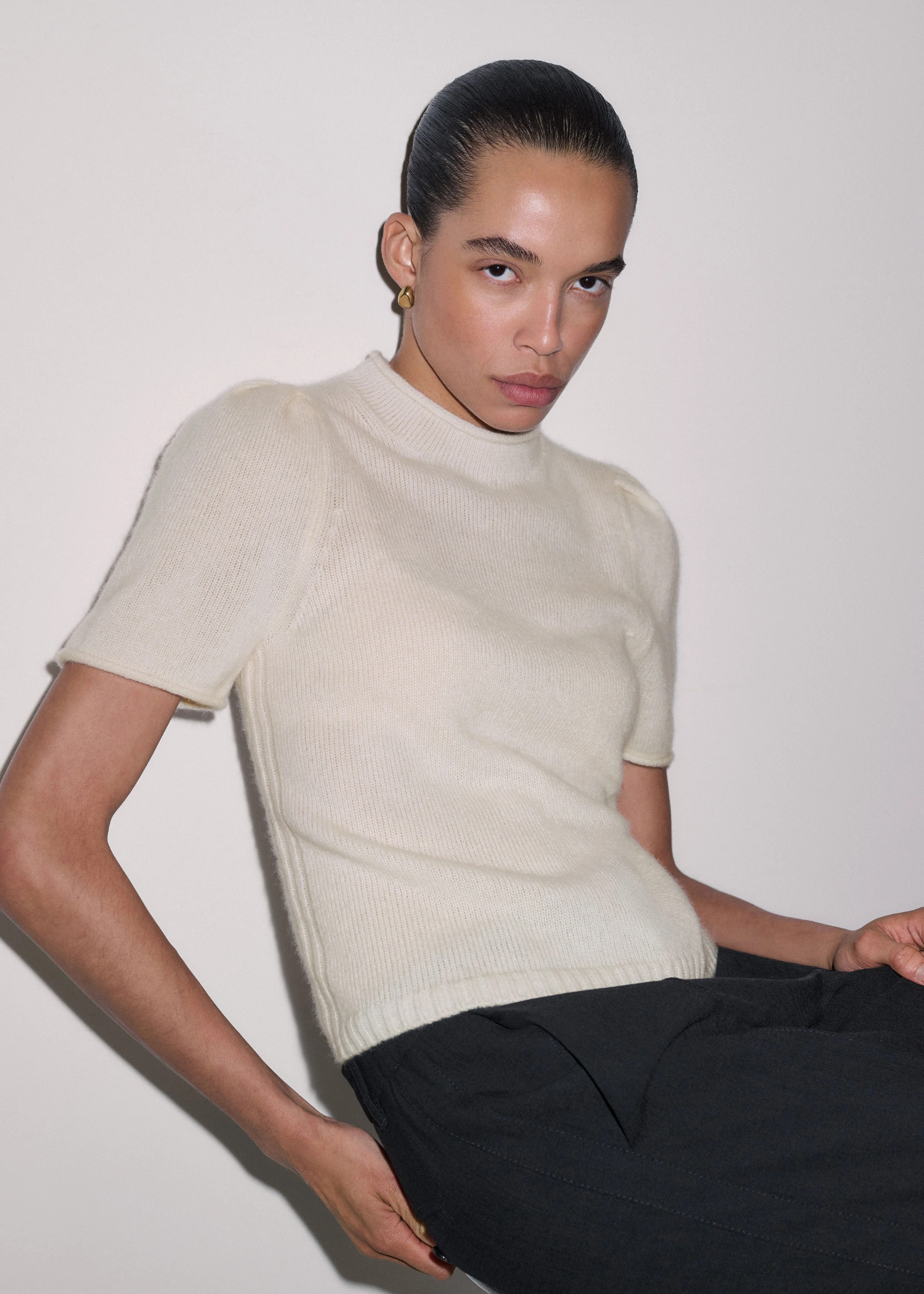 Pouf Sleeve Knit Tee | ME+EM Global (Excluding US)