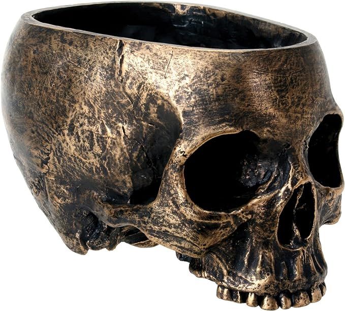 SUMMIT COLLECTION Bronze Resin Halloween Skull Candy Bowl Planter Dish Statue Sculpture Skeleton | Amazon (US)