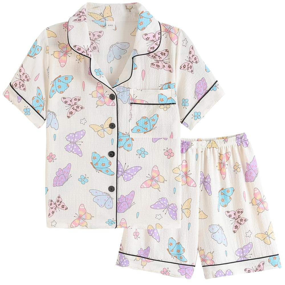 Vopmocld Big Girls Button Down Sleepwear Short Sleeve With Shorts 2PCS Pajama Sets Casual Lapel L... | Amazon (US)