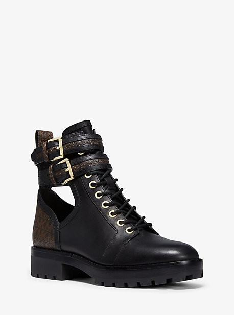 Bensen Logo and Leather Combat Boot | Michael Kors US