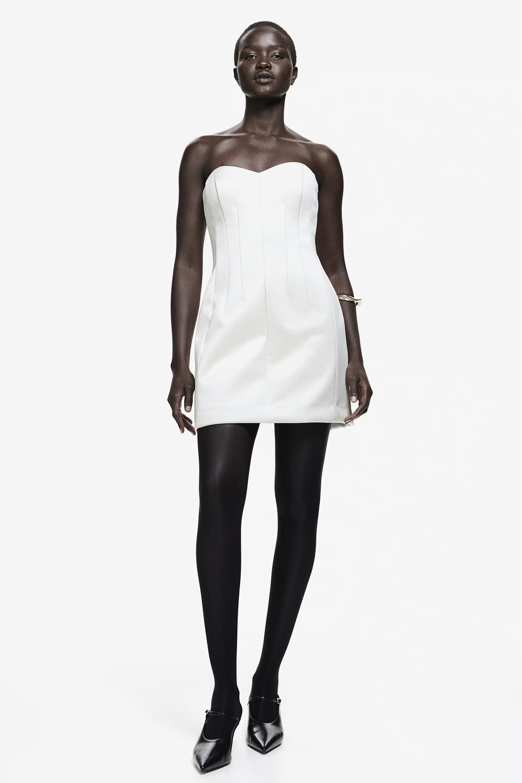 Bandeau mini dress - White - Ladies | H&M GB | H&M (UK, MY, IN, SG, PH, TW, HK)