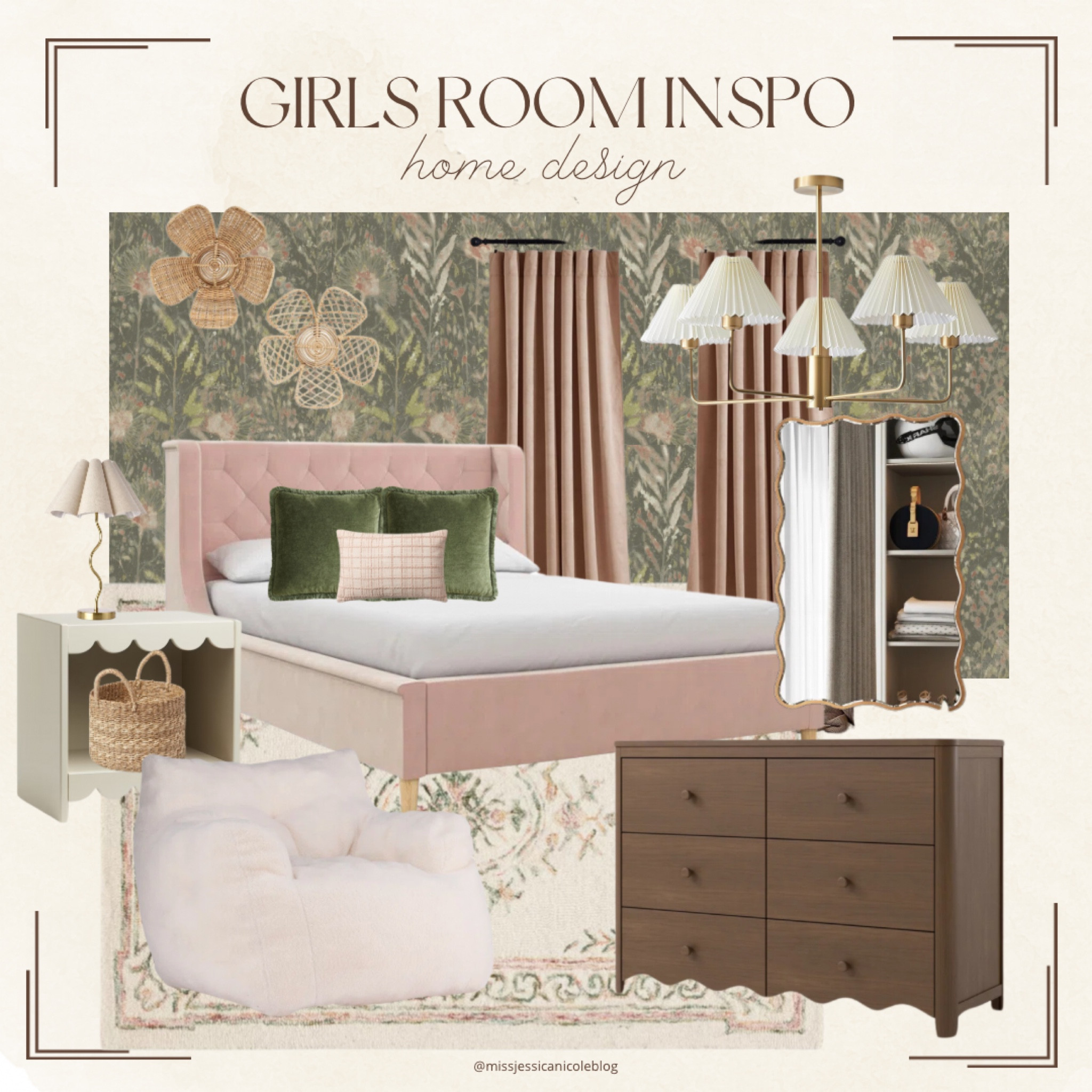 Girls bedroom design inspiration // kids room decor // green and pink vintage style bedroom decor // kids spaces 

#LTKHome #LTKKids
