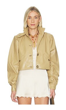 WeWoreWhat Balloon Sleeve Stand Collar Jacket in Taupe from Revolve.com | Revolve Clothing (Global)
