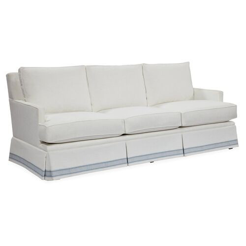Bloomfield 3-Seat Skirted Sofa - Ivory - Miles Talbott - Handcrafted | Couch, Settee - Comfortable, Durable | One Kings Lane