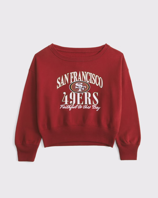 san francisco 49ers off-the-shoulder graphic crew sweatshirt | Abercrombie & Fitch (US)