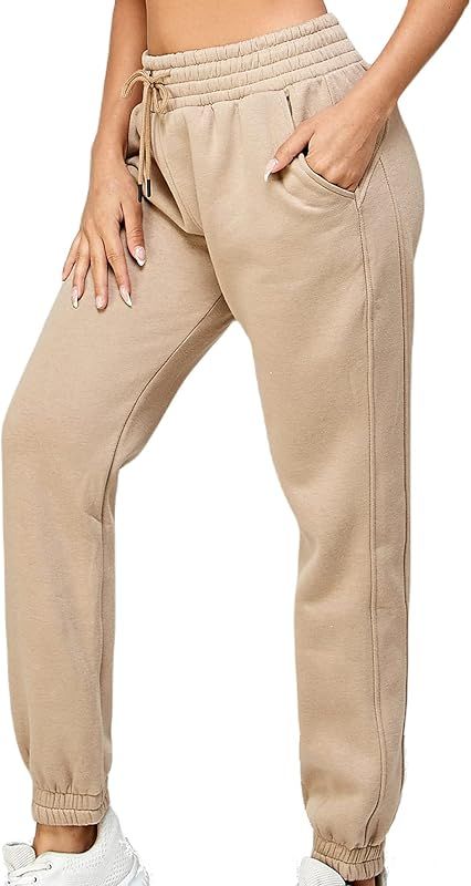 IUUI Sweatpants for Women - High Stacked Waist Fleece Womens Joggers with Pockets Lounge Pants fo... | Amazon (US)