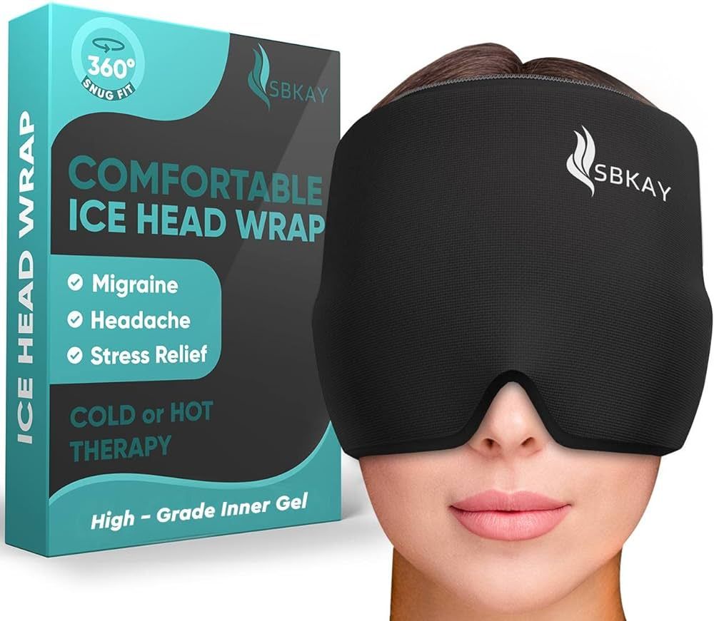 Comfortable Migraine Relief Cap - Migraine Ice Head Wrap With 360° Form Fitting Design - Gel Ice... | Amazon (US)