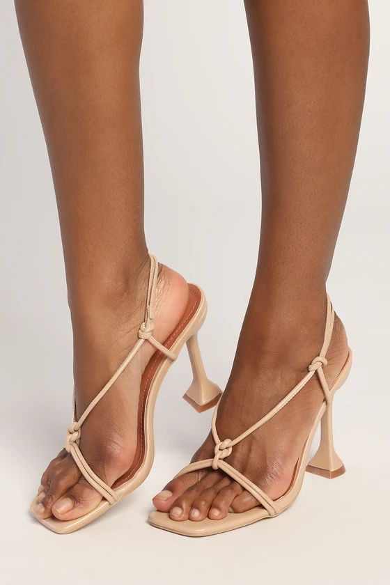 Deandra Light Nude Strappy Knotted Slingback High Heel Sandals | Lulus (US)