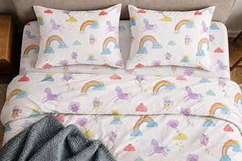 Where The Polka Dots Roam Rainbow and Unicorn 3 Pieces Twin Bed Sheet Set |Super Soft Premium Bed... | Amazon (US)