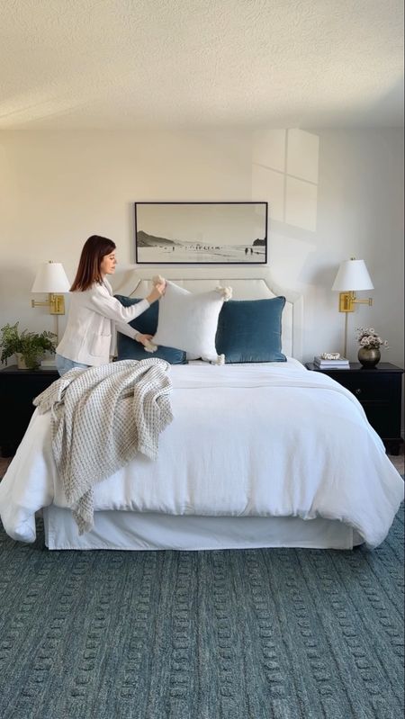 Guest room refresh ✨ (ad) Two of my favorites, @chrislovesjulia and @loloirugs are launching a new collection today!

This beautiful rug is the Bradley in teal. It is 100% wool with alternating high-low pile for lots of cozy texture! The blue velvet pillows are also from the new #CLJxLoloi collection. 

What do you think of the new guest room look? 👀 

#LTKSeasonal #LTKVideo #LTKhome