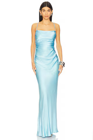 Shona Joy La Lune Lace Back Maxi Dress in Iceberg Blue from Revolve.com | Revolve Clothing (Global)