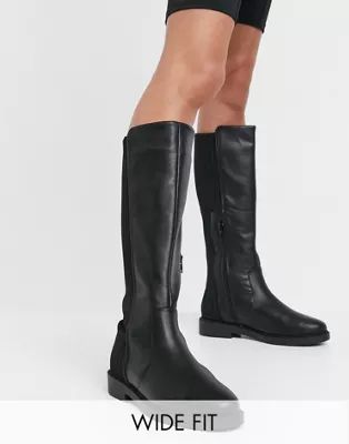 ASOS DESIGN Wide Fit Carson chunky flat knee boots | ASOS (Global)