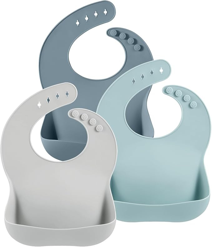 PandaEar 3 Pack Silicone Bibs for Boys Girls for Babies & Toddlers, Adjustable Waterproof Eating ... | Amazon (US)