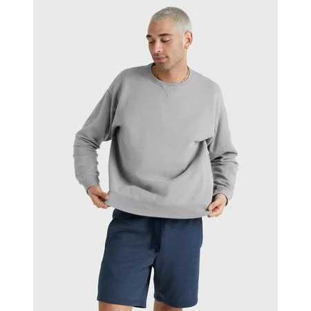 Hanes Unisex Garment Dyed Fleece Sweatshirt Concrete Gray S | Walmart (US)