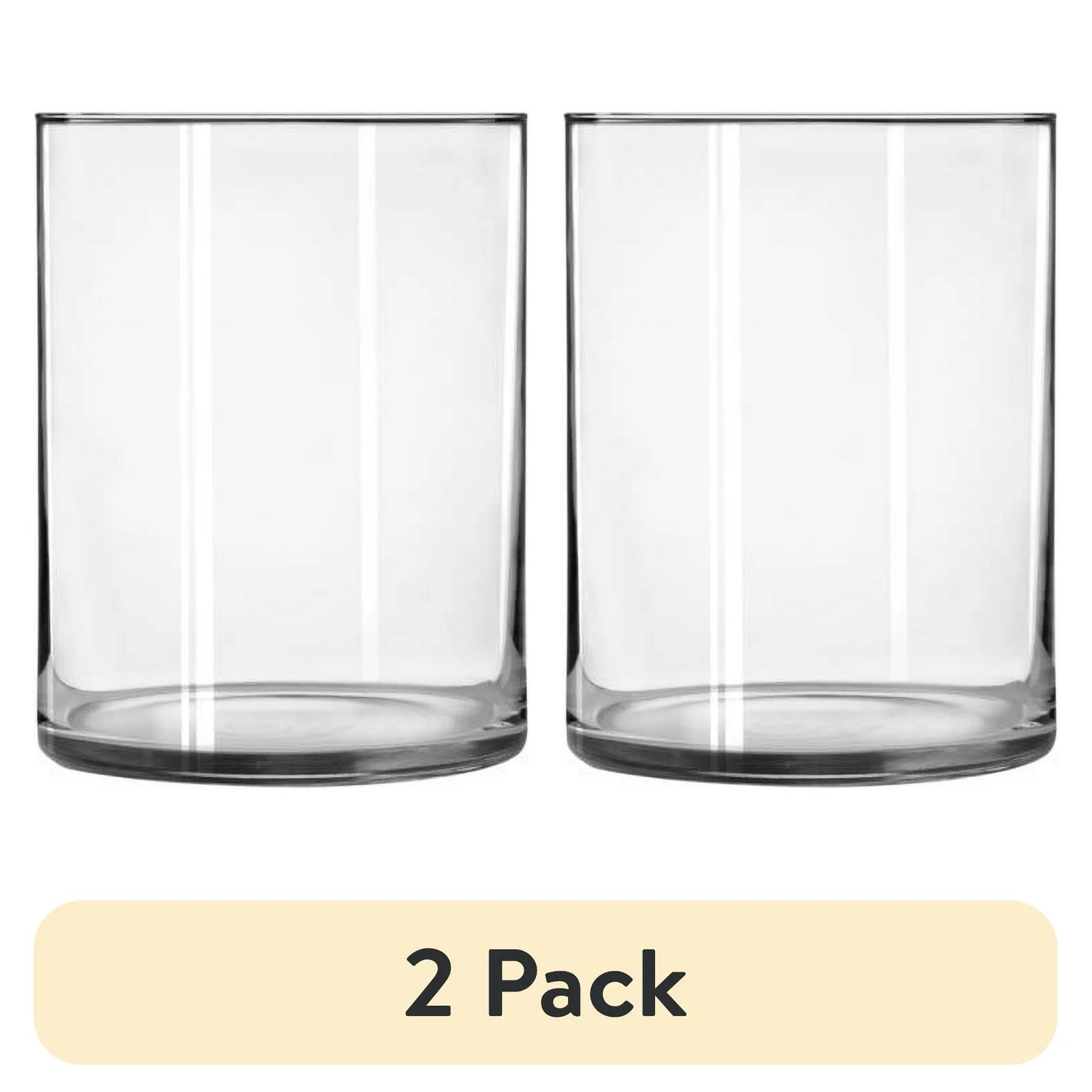 (2 pack) Libbey Wide Glass Cylinder Floral Vase, 8" Tall and 6" Wide - Walmart.com | Walmart (US)