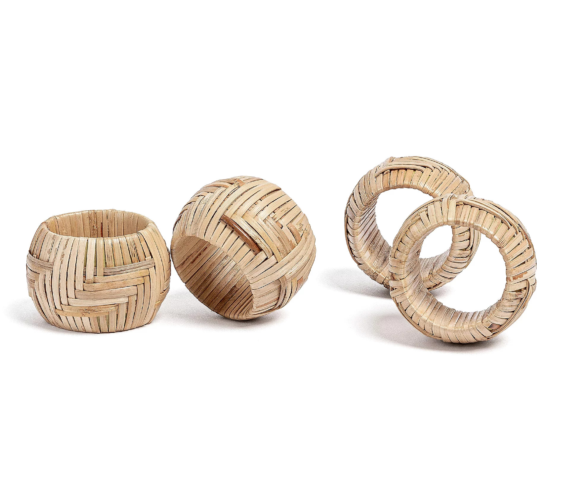 over&back Woven Wicker Napkin Rings Set of 4 | QVC