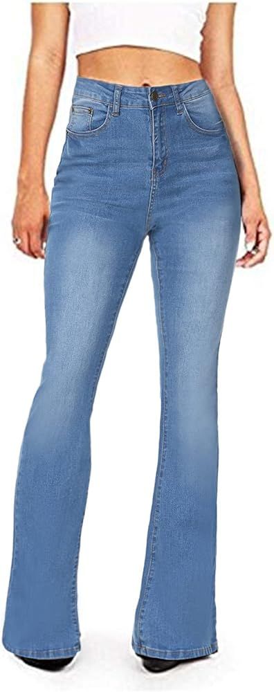 KDF Flare Jeans for Women Women's Bootcut Bell Bottom Jeans High Waisted Stretch Slimming Bell Bo... | Amazon (US)