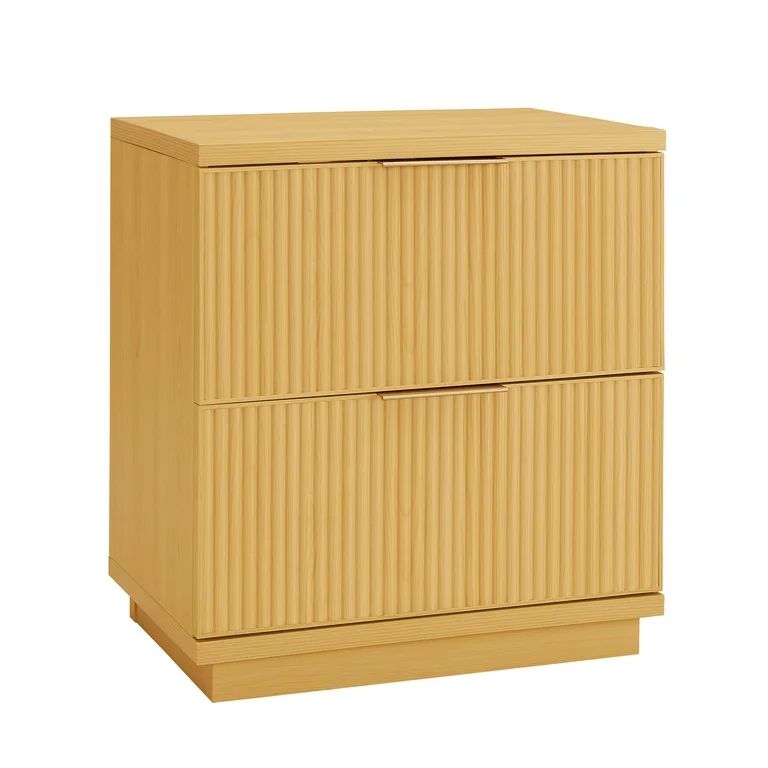 Better Homes & Gardens Lillian Fluted 2-Drawer Nightstand with USB, Natural Pine Finish | Walmart (US)