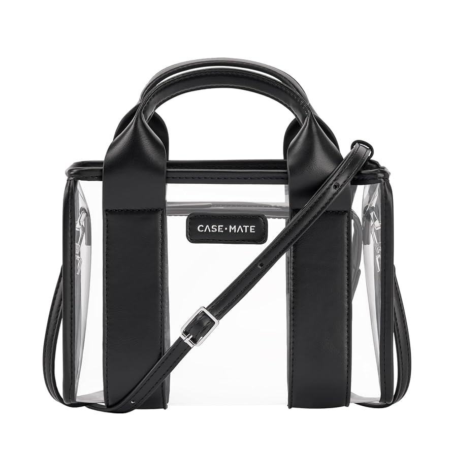 Case-Mate Micro Tote Bag for Women - Black/Clear Mini Purse with Jacquard Crossbody Strap - Stadi... | Amazon (US)