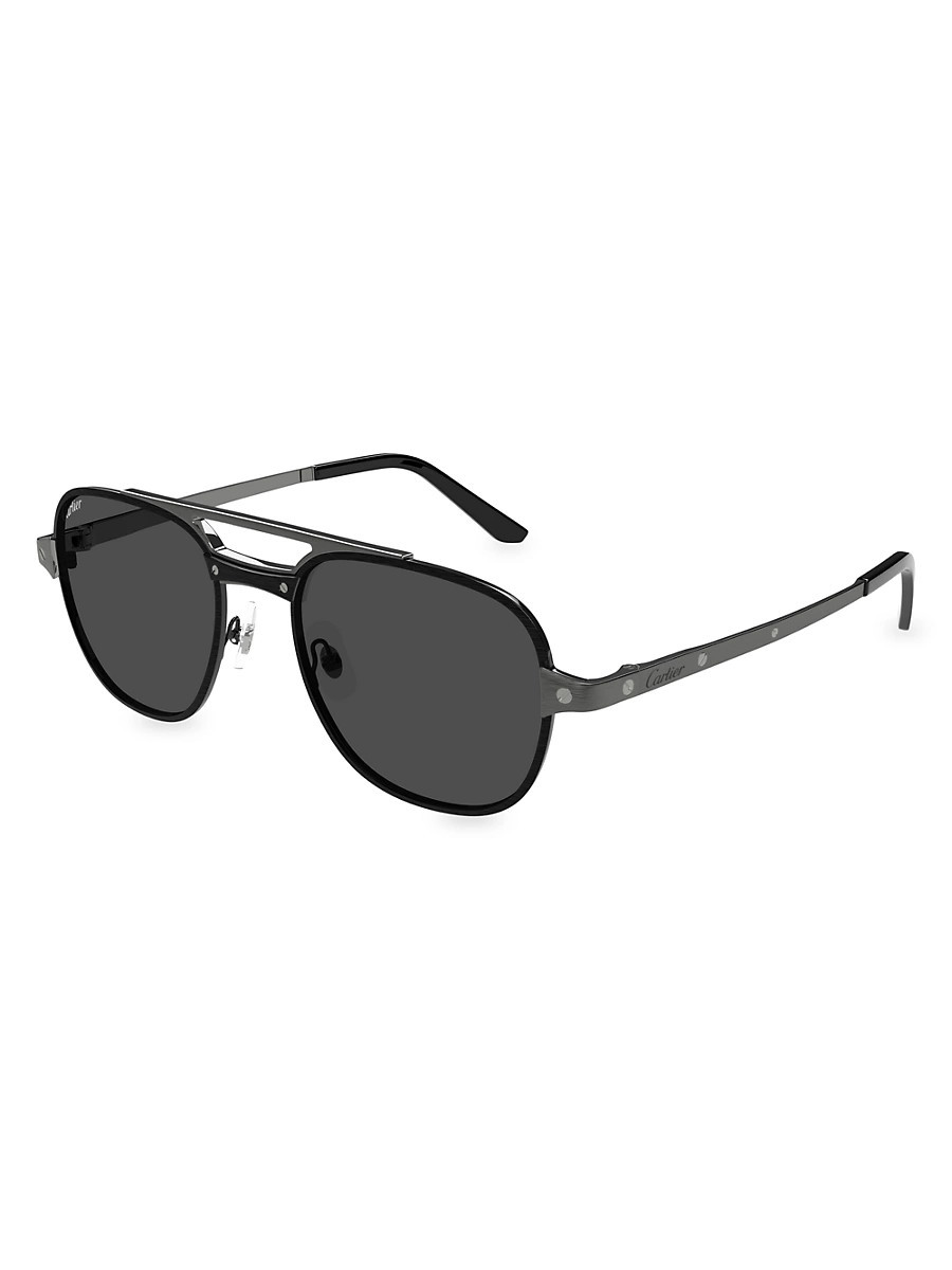 Men's Santos Classic 59MM Round Sunglasses - Dark Grey Black | Saks Fifth Avenue