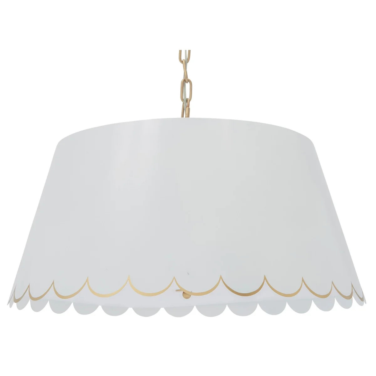 Glossy White and Gold Scalloped Shade Chandelier | The Well Appointed House, LLC