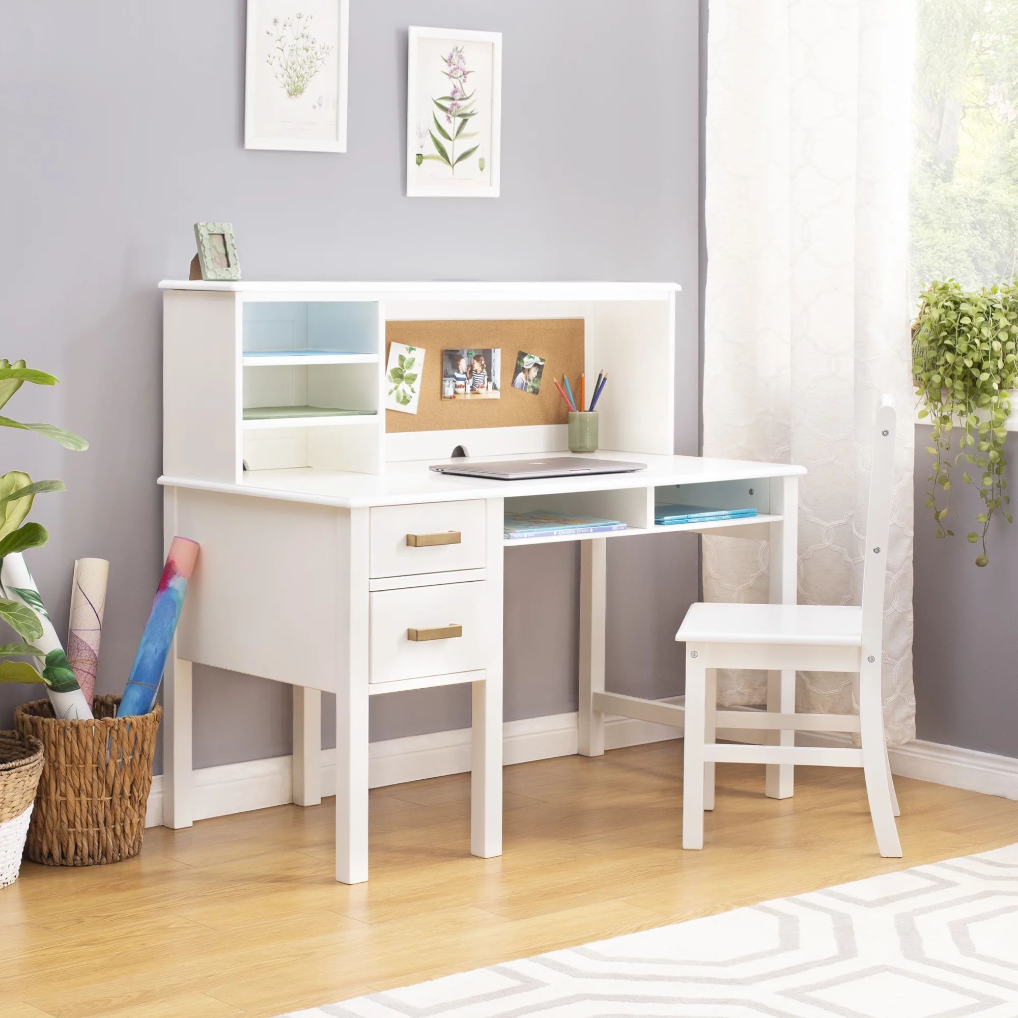 Guidecraft Taiga Desk, Hutch and Chair - White: Student's Study Computer Workstation with Multipl... | Walmart (US)
