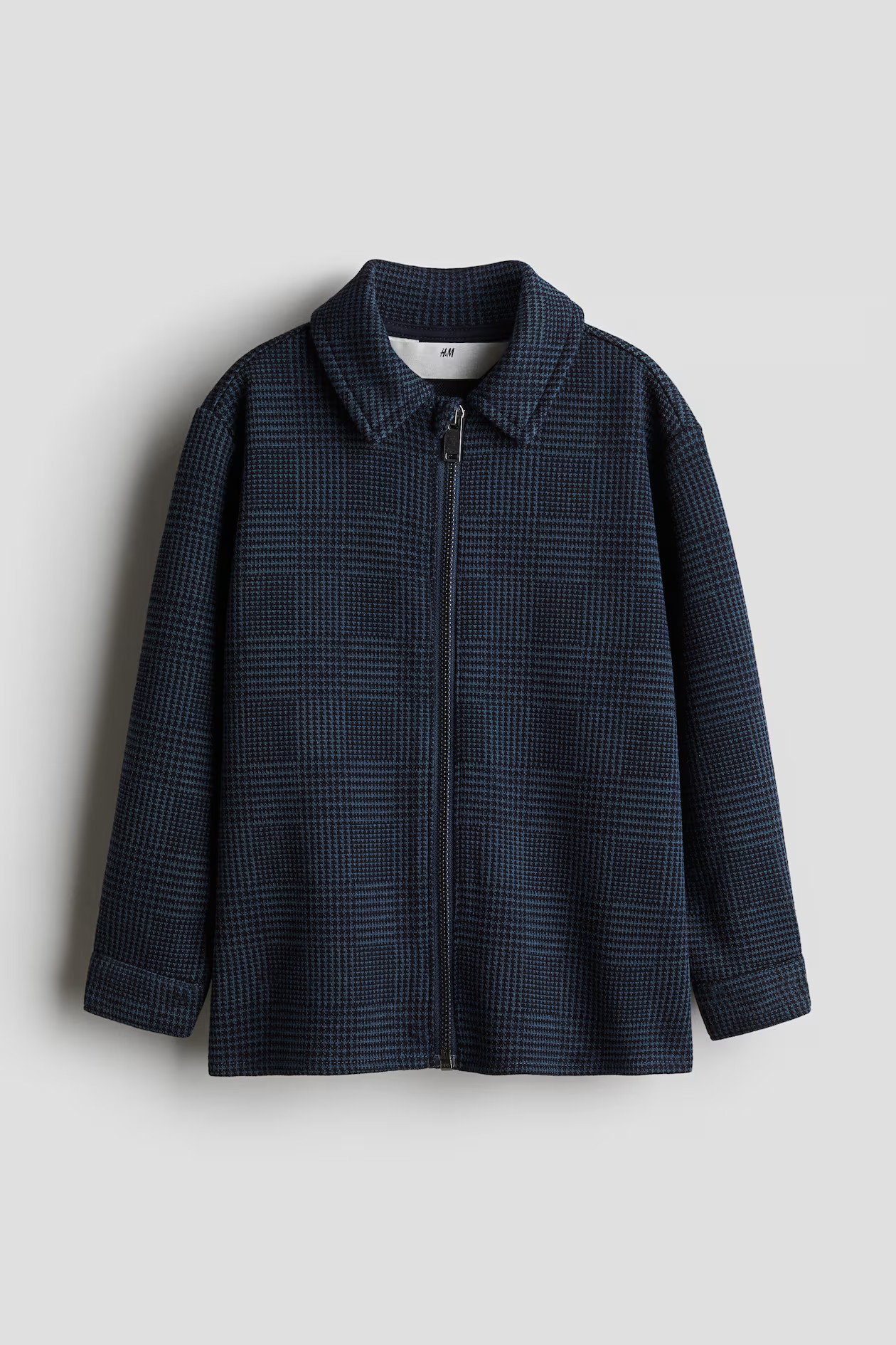 Jacquard-Jersey Overshirt - Blue/checked - Kids | H&M US | H&M (US + CA)