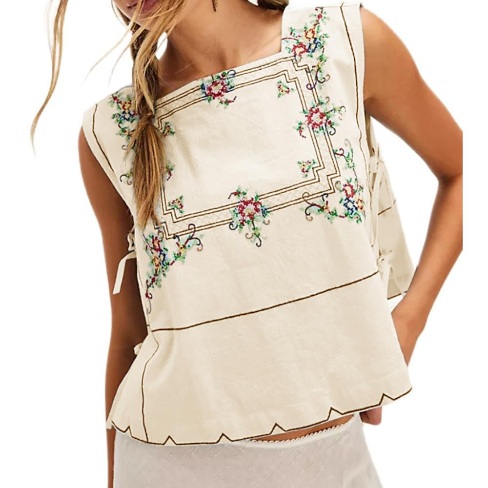 Amiblvowa Tie Front Tank Top Y2k Women Teen Girl Sleeveless Crop Vest Low V Neck Bow Sexy Going O... | Amazon (US)