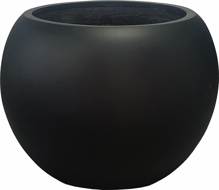 13.5 H x 17" Dia (12" Pot Opening) Round Fiberstone Planter with Drainage Hole, Black, Indoor/Out... | Amazon (CA)