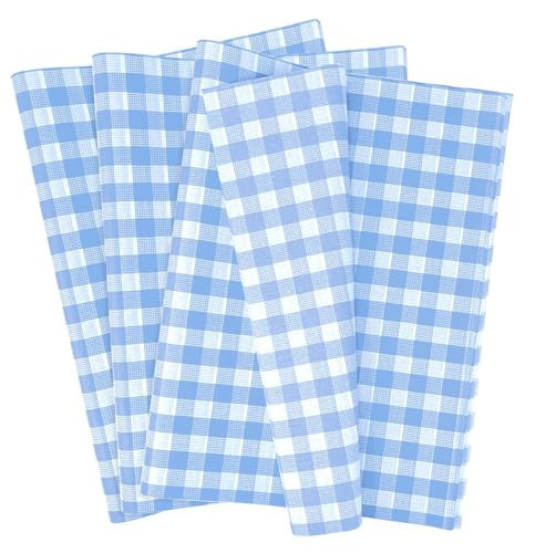 MUNILAIL 100 Sheets Gingham Tissue Paper 14 x 20 Inches Light Blue and White Checkered Tissue Paper for Gift Bags Bulk Wrapping Papers for Birthday Gift Packing Crafts | Amazon (US)