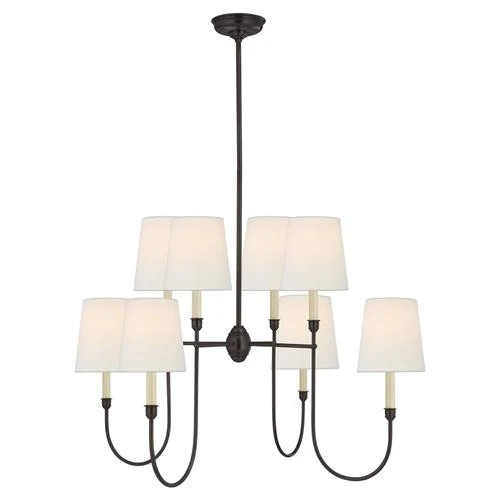 Visual Comfort Vendome Modern Classic Bronze Linen Shaded Chandelier - Large | Kathy Kuo Home